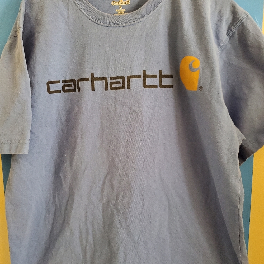 Large blue Carhart shirt for comfort and durability. Classic style and roomy fit